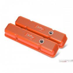SBC HOLLEY VALVE COVERS FINNED W/EMIS