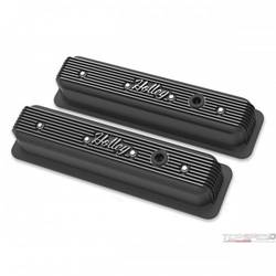 SBC VALVE COVERS CENTER-BOLT FINNED NON-EMIS BLK