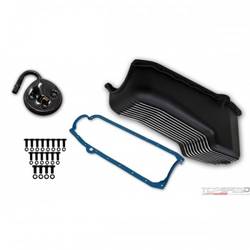 ALUM OIL PAN KIT BLK SBC FINNED