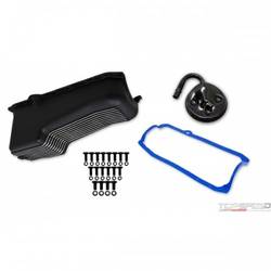 ALUM OIL PAN KIT BLK SBC FINNED