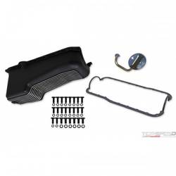 ALUM OIL PAN KIT BLK SBF FINNED