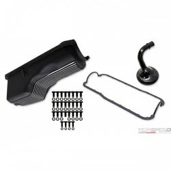 ALUM OIL PAN KIT BLK BBC FINNED