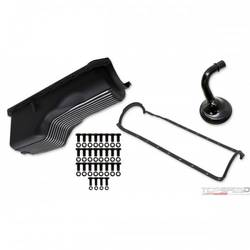 ALUM OIL PAN KIT BLK BBC FINNED