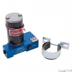 ELECTRIC FUEL PUMP CARBURATED APP 120 GPH EDELBROCK ENGRAVED BLUE ANODIZED FINIS