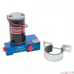 ELECTRIC FUEL PUMP CARBURATED APP 160 GPH EDELBROCK ENGRAVED BLUE ANODIZED FINIS