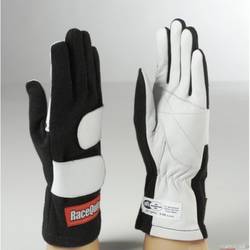 RaceQuip Mod Series 2 Layer Nomex Race Gloves SFI 3.3/ 5 Certified, Black Large