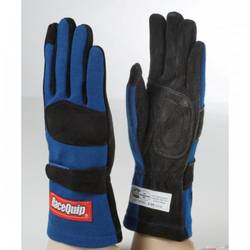 RaceQuip 355 Series 2 Layer Nomex Race Gloves SFI 3.3/ 5 Certified, Blue Small