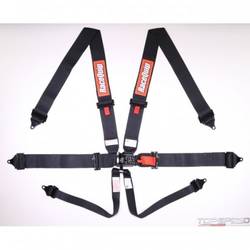 RaceQuip Small Buckle Latch & Link 6 Point Auto Racing Harness Set with BlackHardware, SFI 16.1 Seat Belt Set, Black