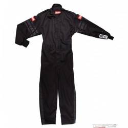 RaceQuip One Piece Single Layer Racing Driver Fire Suit SFI 3.2A/ 1, BLACK TRIM Youth / Jr X-Small