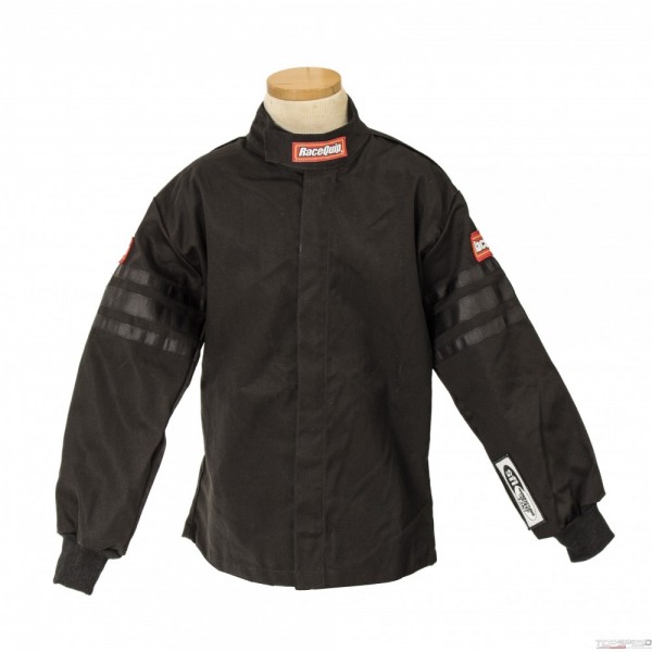 RaceQuip Single Layer Racing Driver Fire Suit Jacket SFI 3.2A 1 BLACK TRIM Youth Jr Large 1969995 by RACEQUIP Racing Suit