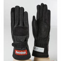 RaceQuip 355 Series 2 Layer Nomex Race Gloves SFI 3.3/ 5 Certified, Black Youth / Jr 2X-Small