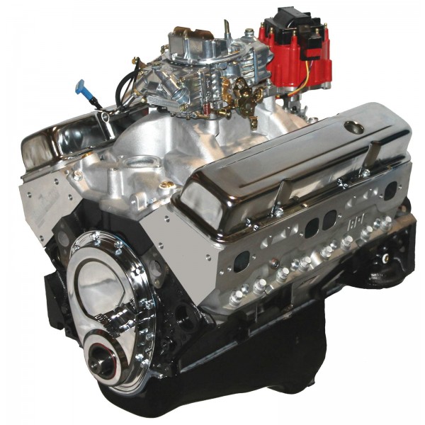 BluePrint Engines 383CI Stroker Crate Engine  Small Block GM Style  Dressed L-Block with Carb. Alum.Heads  Roller Cam