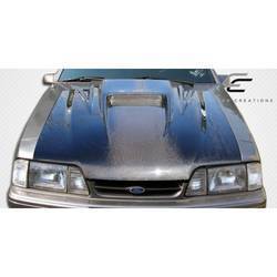 1987-1993 Ford Mustang Carbon Creations Spyder3 Hood - 1 Piece (Overstock)