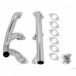 FLOWTECH FLATHEAD REAR EXIT BLOCK HUGGER HEADERS - Chrome