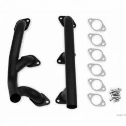 FLOWTECH FLATHEAD REAR EXIT BLOCK HUGGER HEADERS - BLACK PAINT